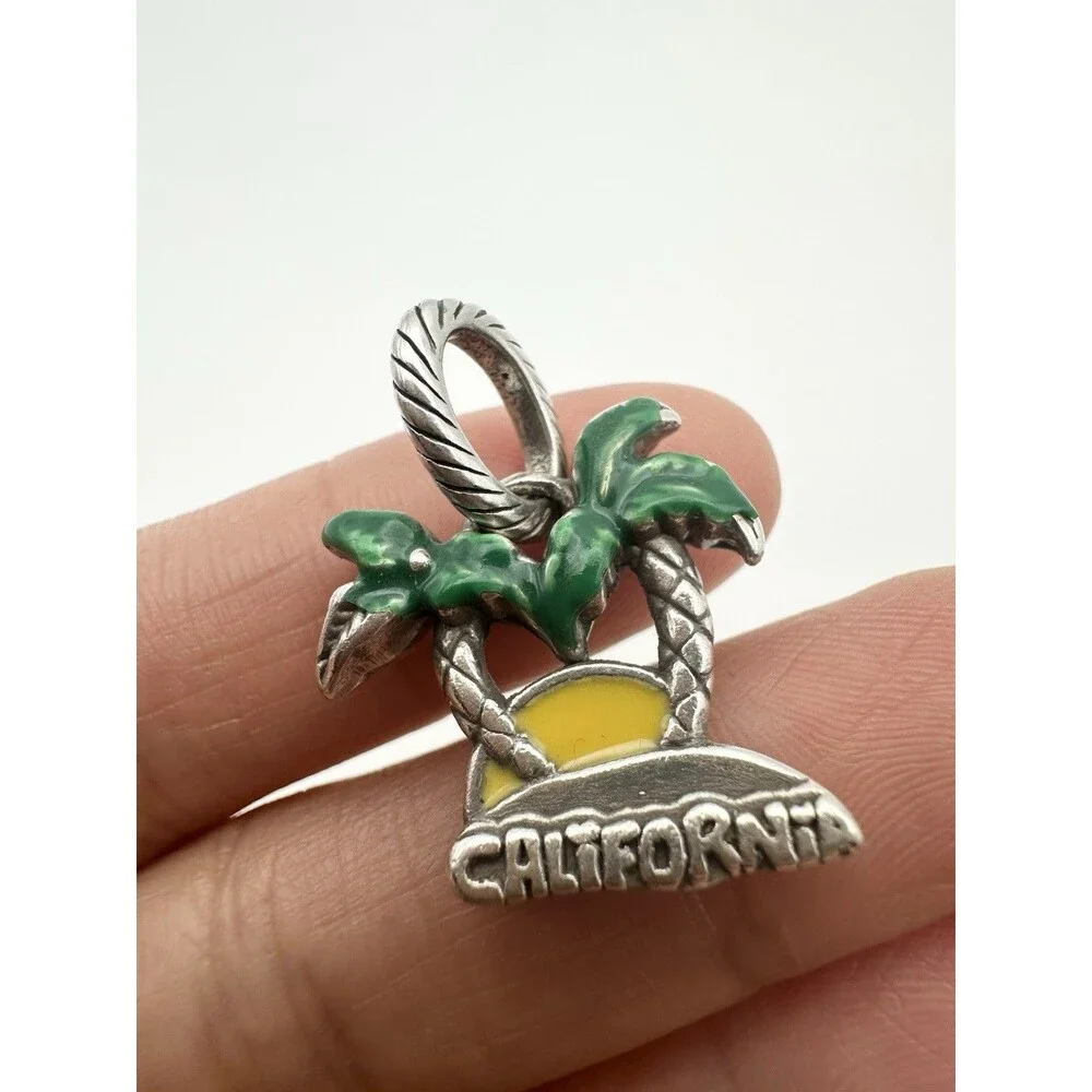 Brighton CALIFORNIA Palm Tree Silver Tone Enamel Pendant Charm